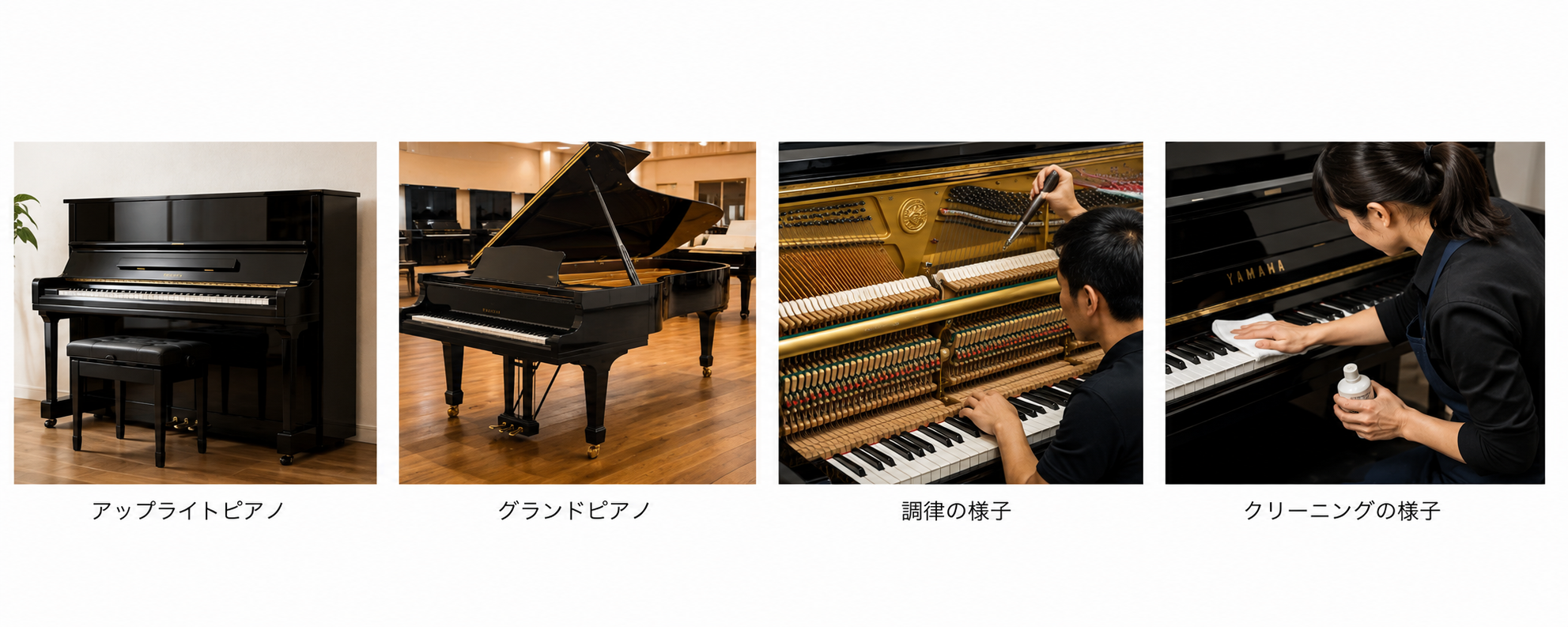 アップライトピアノ・グランドピアノ・調律・クリーニングの様子